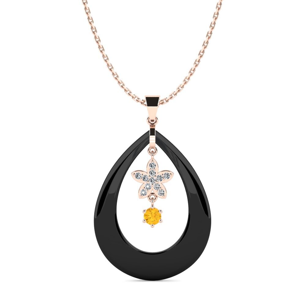 9ct Rose Gold Citrine Women's Pendant Rubino