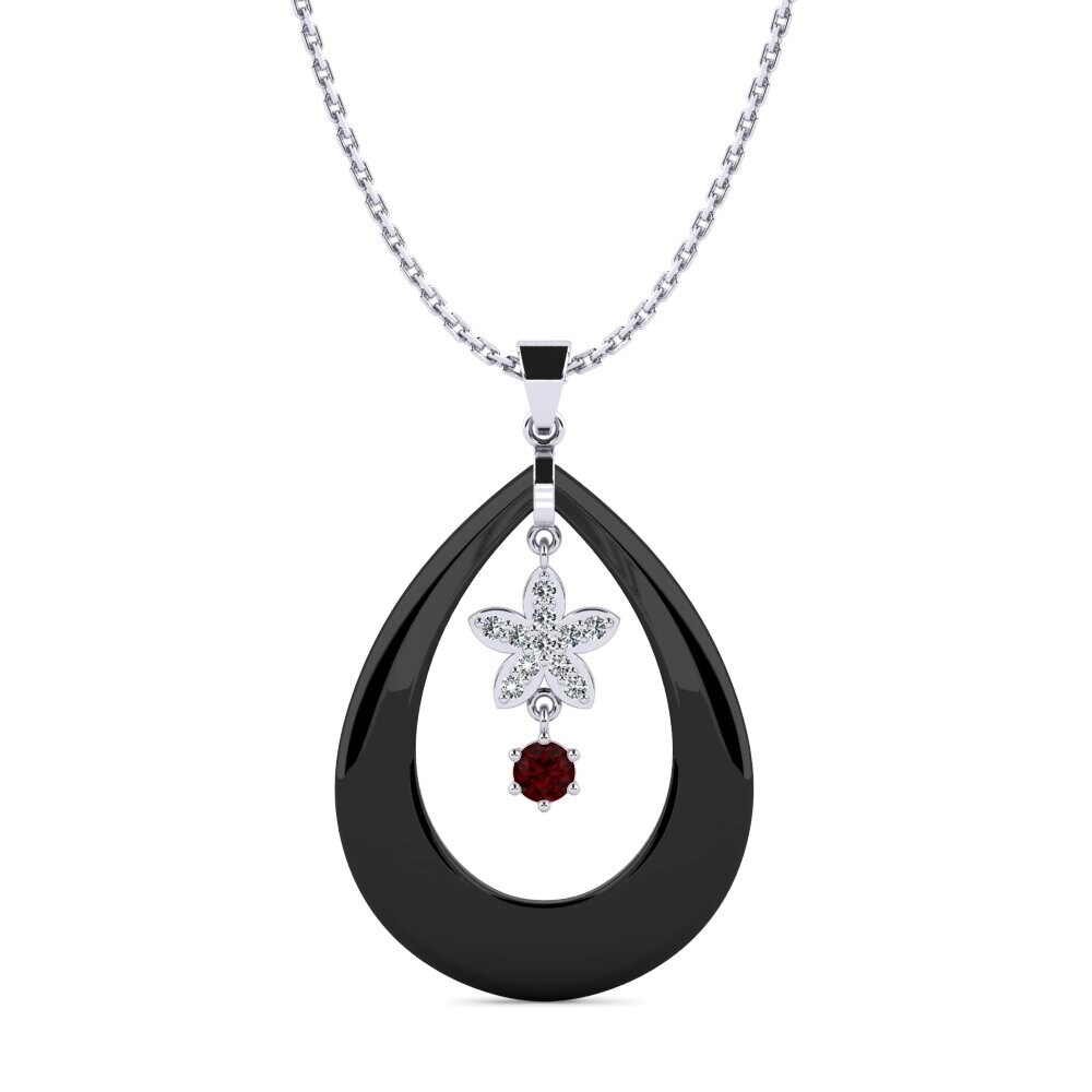 950 Platinum Garnet Women's Pendant Rubino