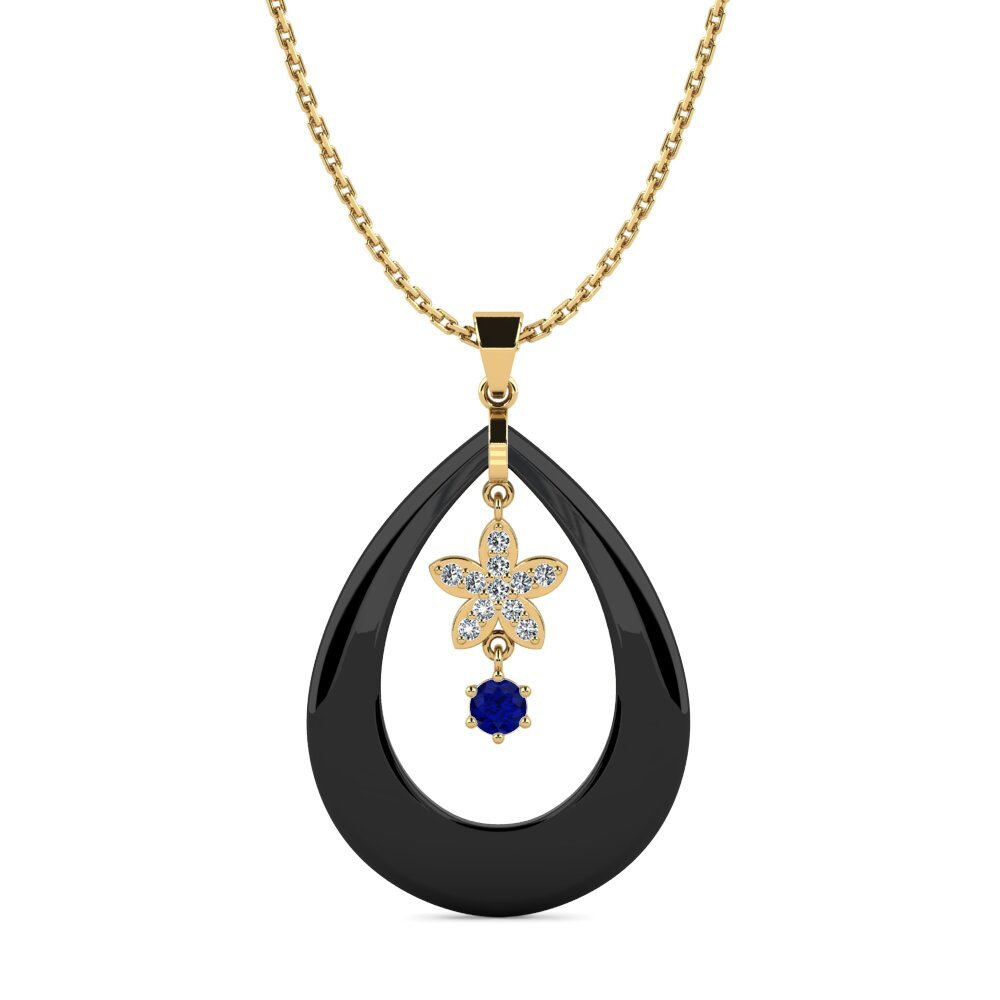 9ct Yellow Gold Sapphire Women's Pendant Rubino