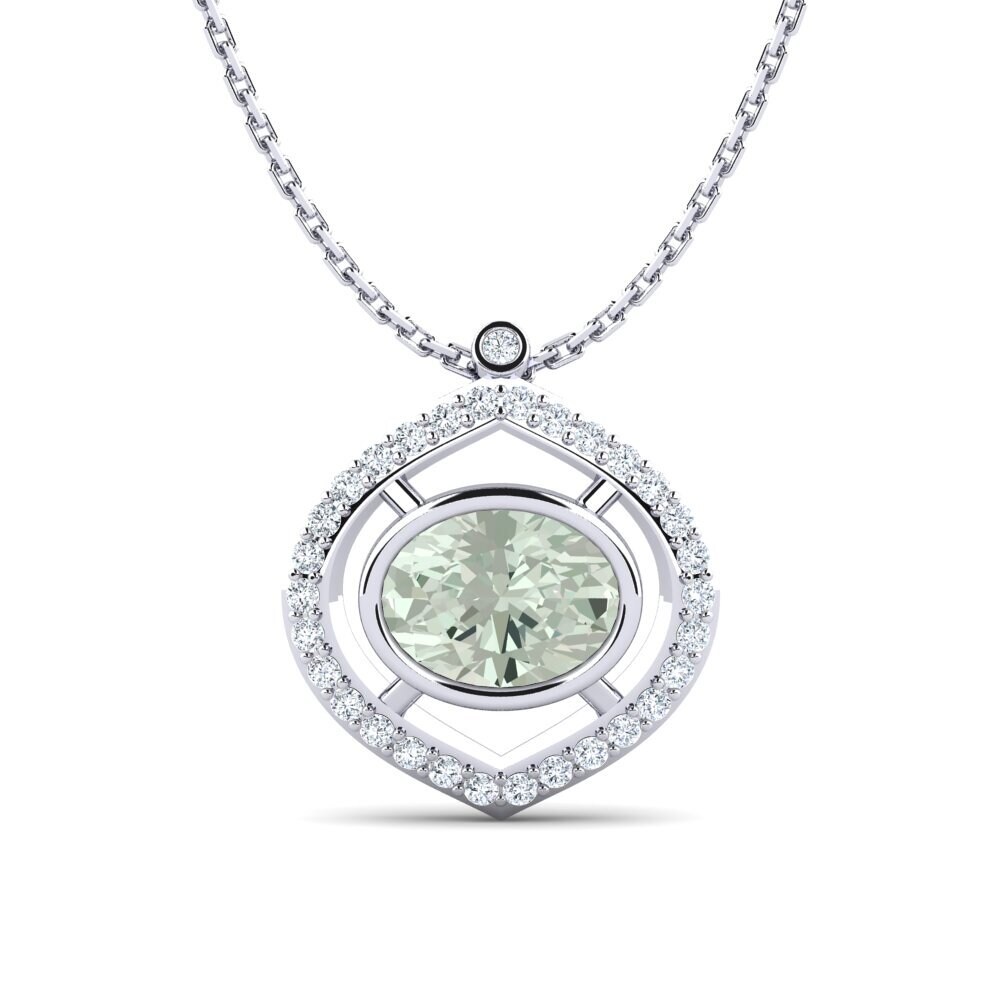 950 Palladium Green Amethyst Women's Pendant Rudelle