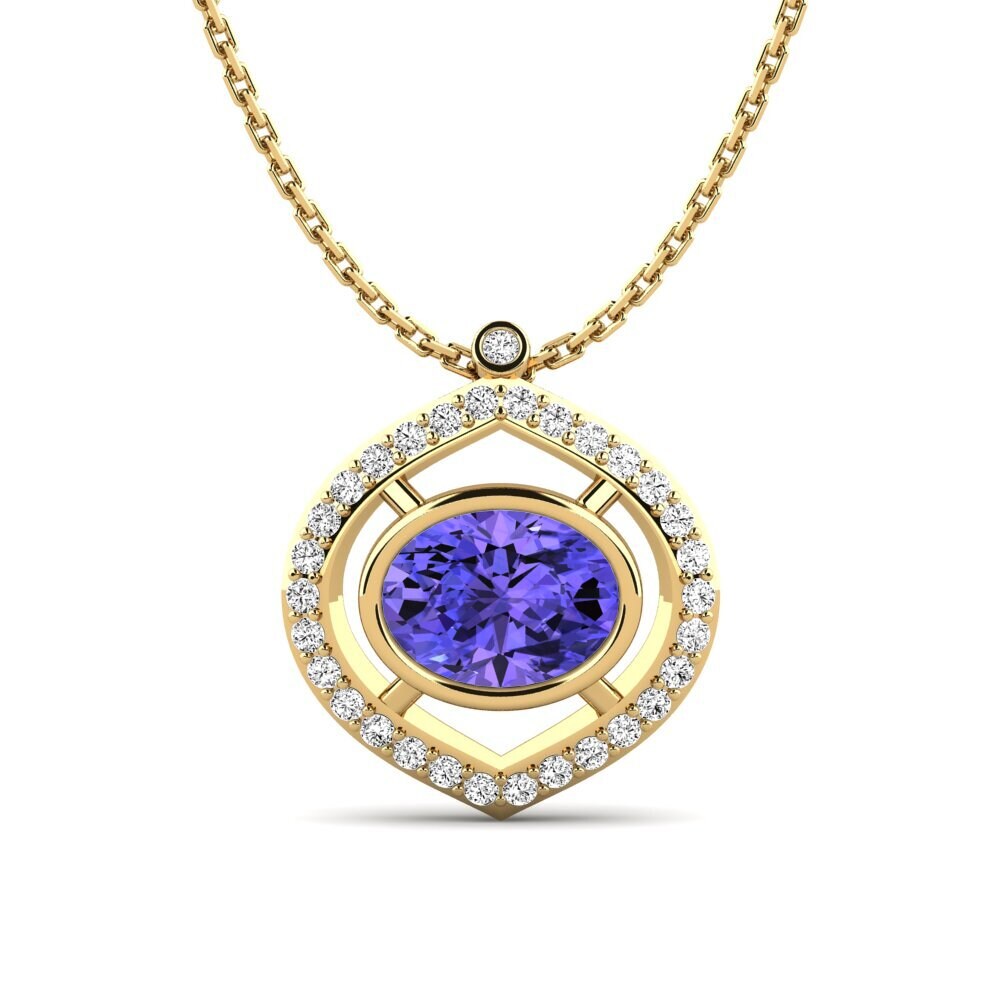 Gelbgold 585 Tansanit Damen anhänger Rudelle
