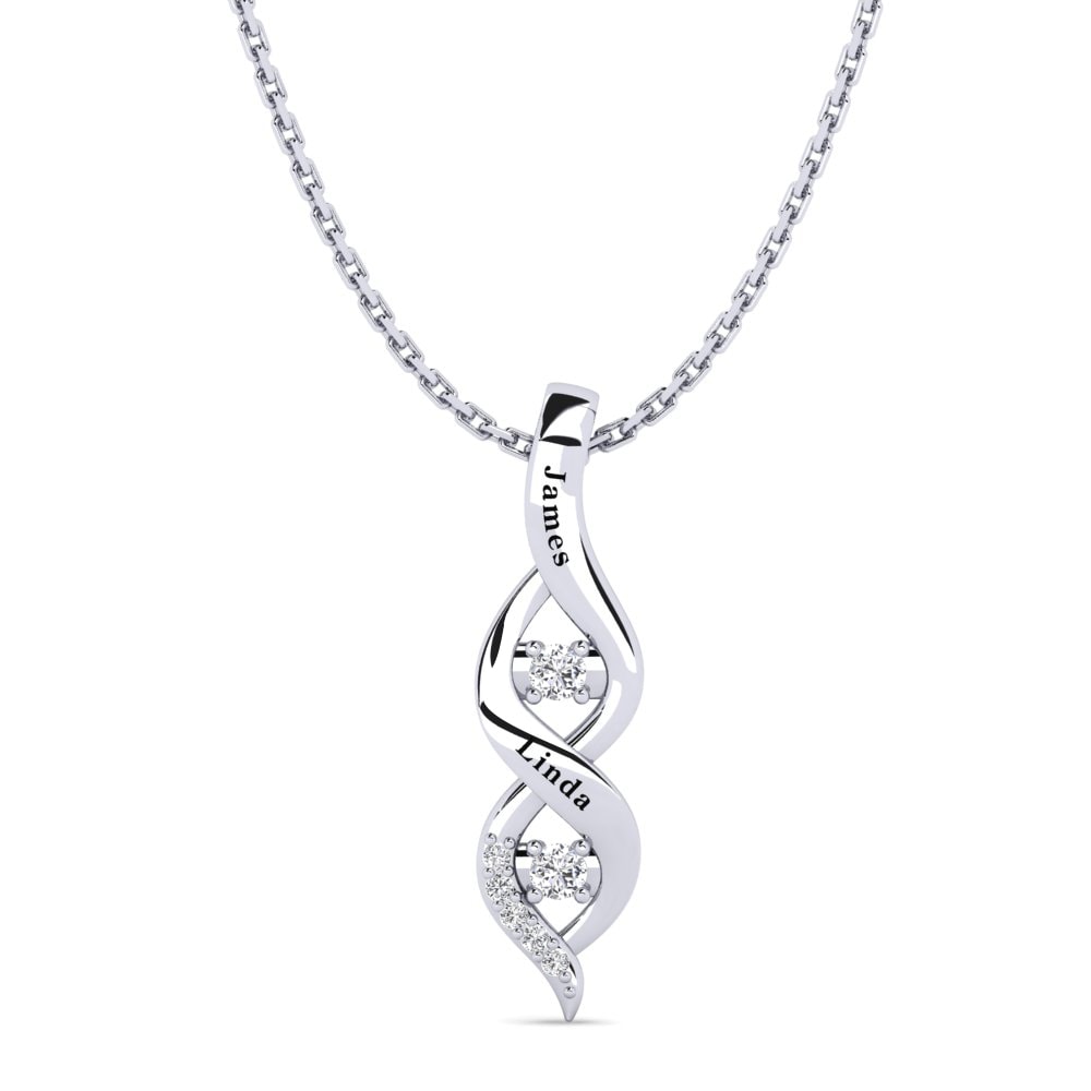 Name Initial & Name Necklaces GLAMIRA Pendant Rufina 585 White Gold Diamond