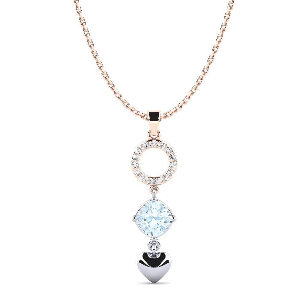 18k Oro Rosa & Blanco Aguamarina Colgante de Mujer Rufino