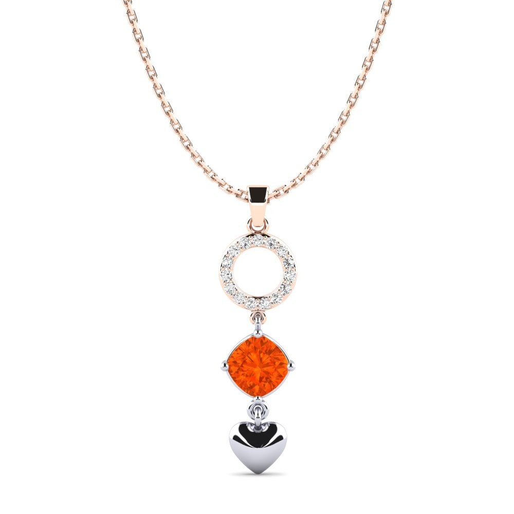18k Oro Rosa & Blanco Ópalo Fuego Colgante de Mujer Rufino