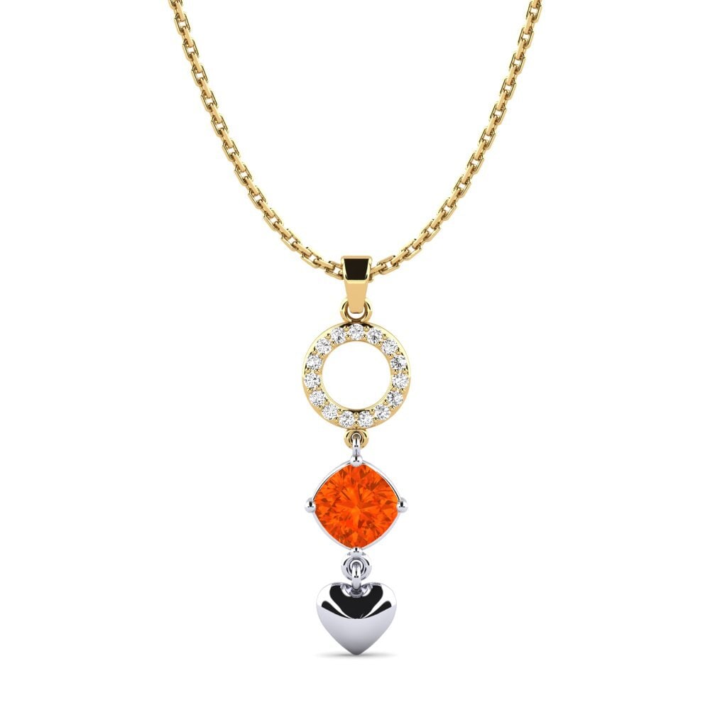 14k Oro Amarillo & Blanco Ópalo Fuego Colgante de Mujer Rufino