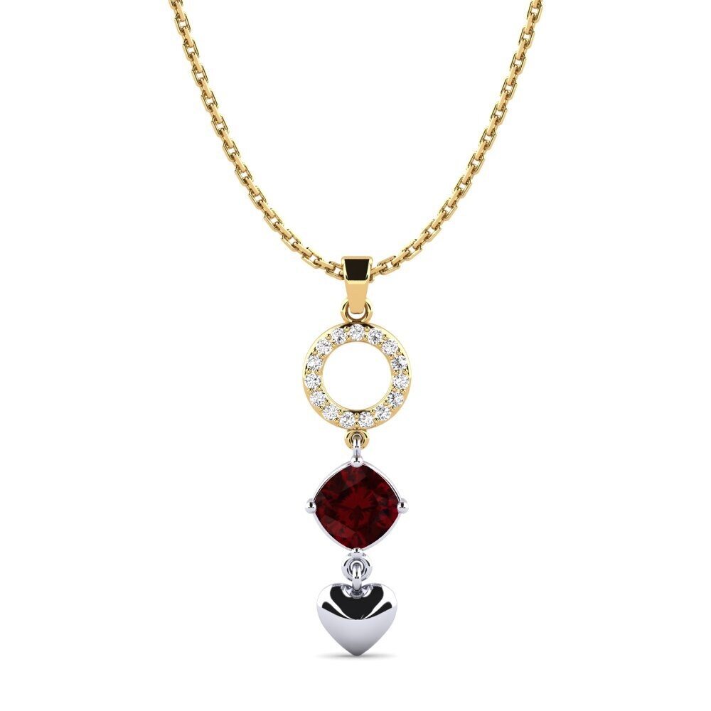 18k Oro Amarillo & Blanco Granate Colgante de Mujer Rufino