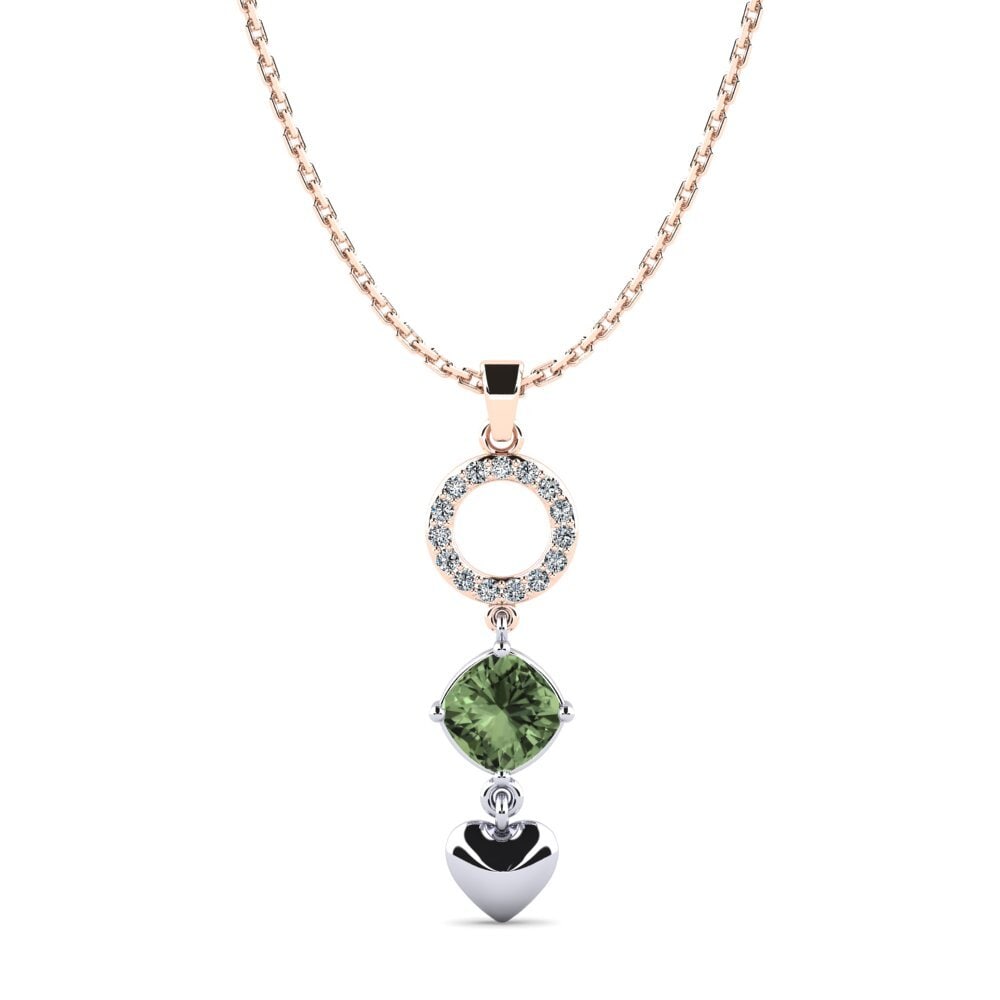 18k Oro Rosa & Blanco Zafiro Verde Colgante de Mujer Rufino