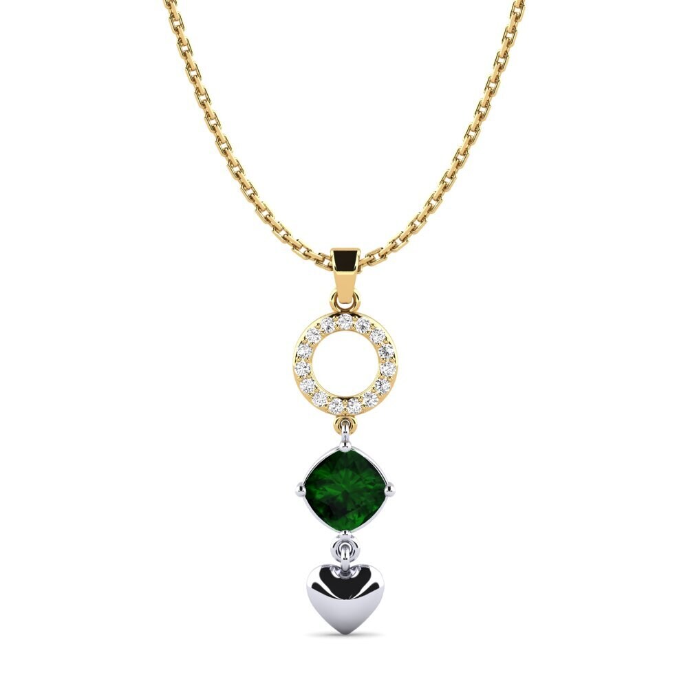 14k Oro Amarillo & Blanco Turmalina verde Colgante de Mujer Rufino