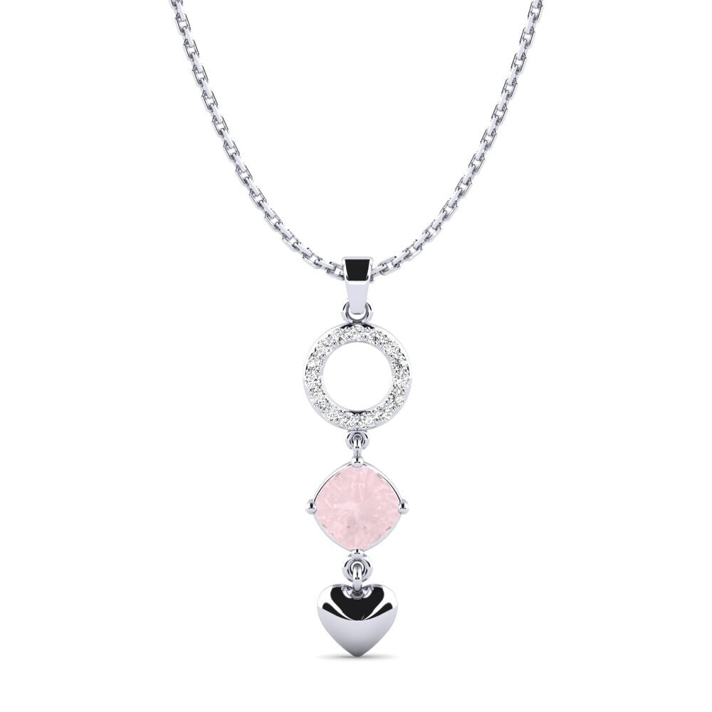 Paladio 950 Cuarzo rosa Colgante de Mujer Rufino