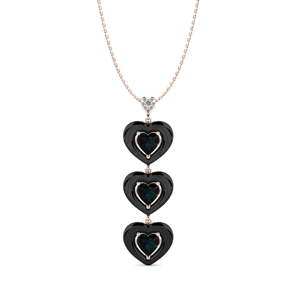 14ct Rose Gold Black Opal Women's Pendant Ruggieri