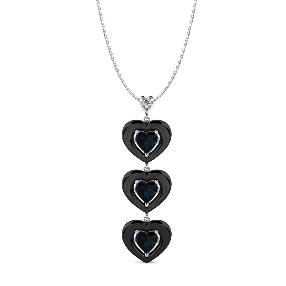 14ct White Gold Black Opal Women's Pendant Ruggieri