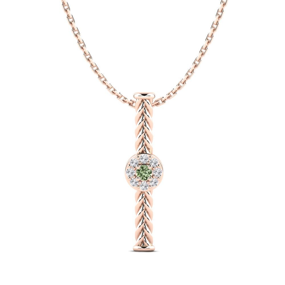18ct Rose Gold Green Diamond Women's Pendant Ruhe