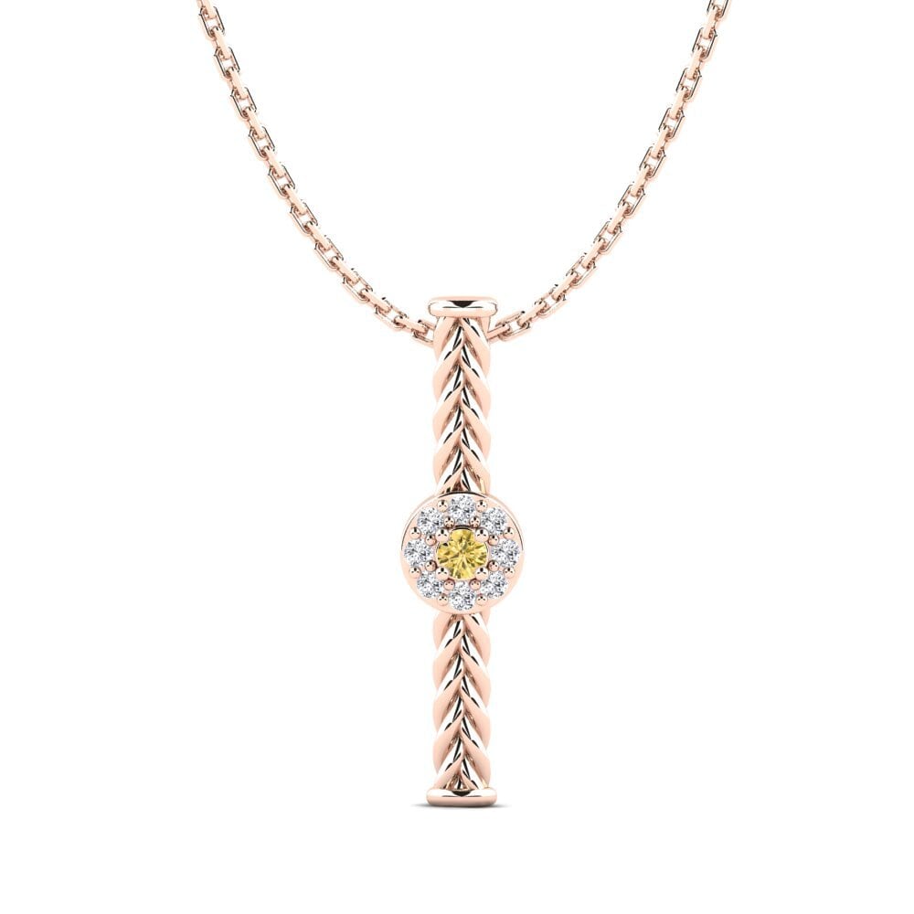 9ct Rose Gold Yellow Diamond Women's Pendant Ruhe