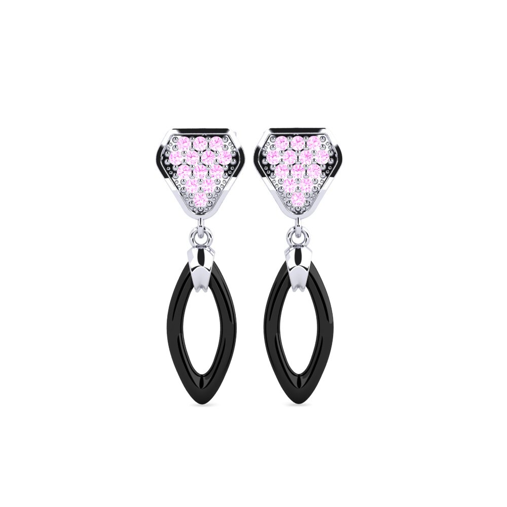 18ct White Gold Pink Sapphire Women's Earring Ruhl