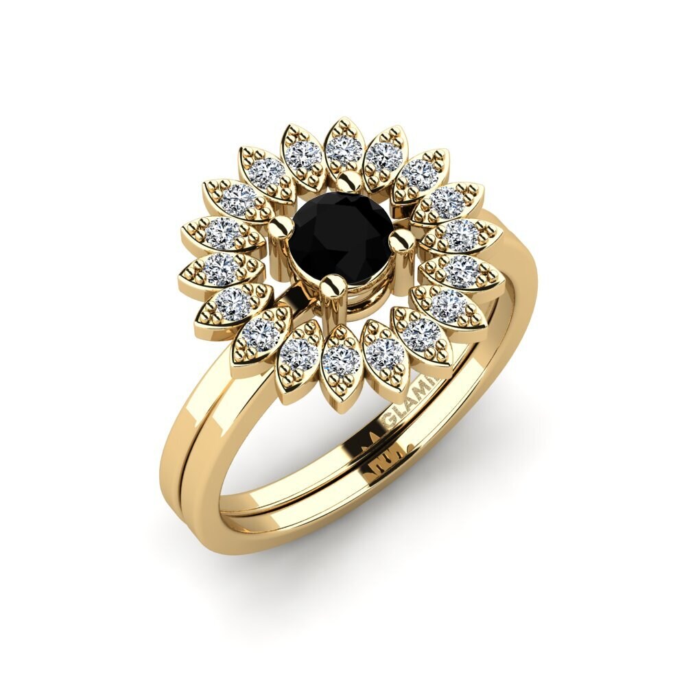 Black Sapphire Ring Rundsw - SET