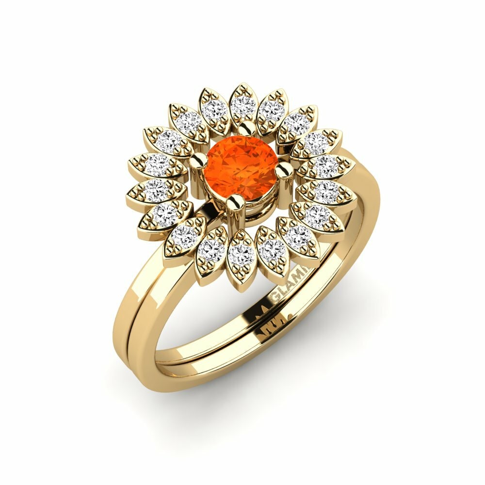 Fire-Opal Ring Rundsw - SET