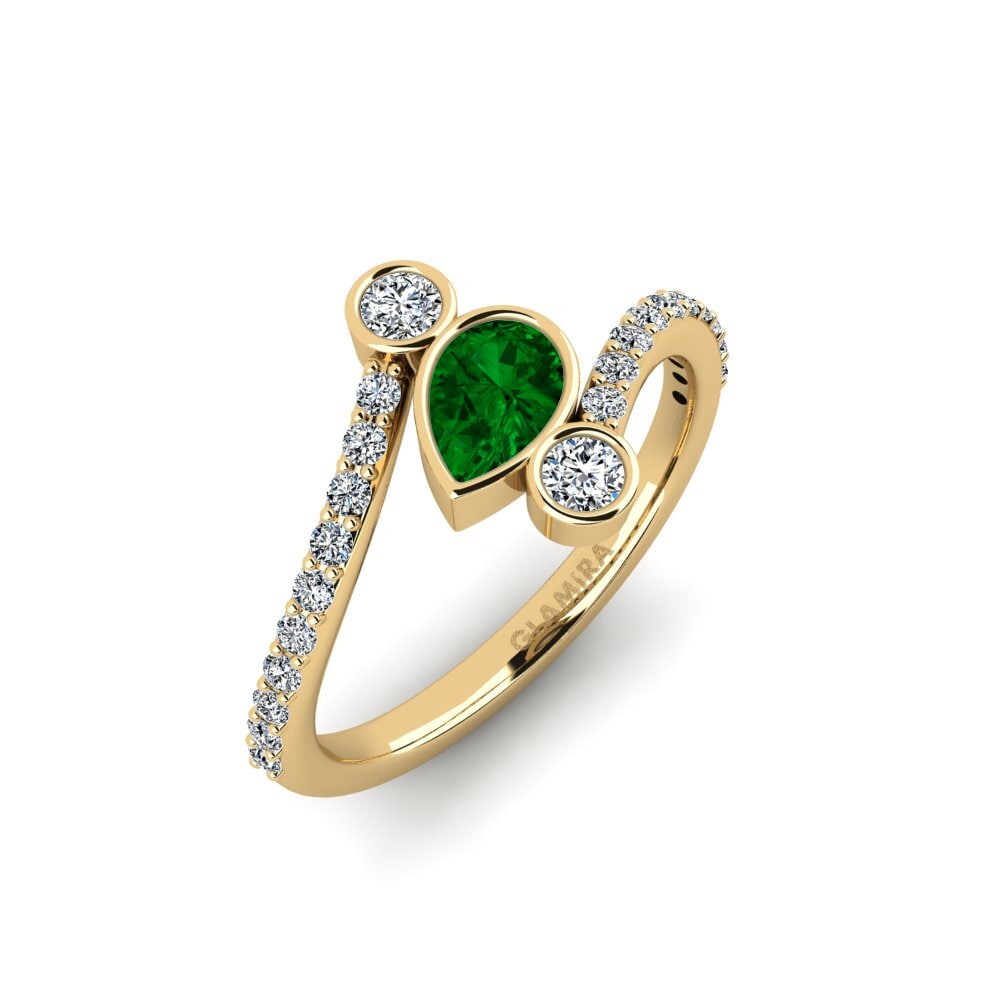 Pear Green Zirconia Engagement Ring Rungo