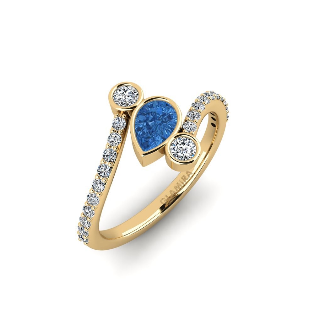Dark Blue Zirconia Engagement Ring Rungo