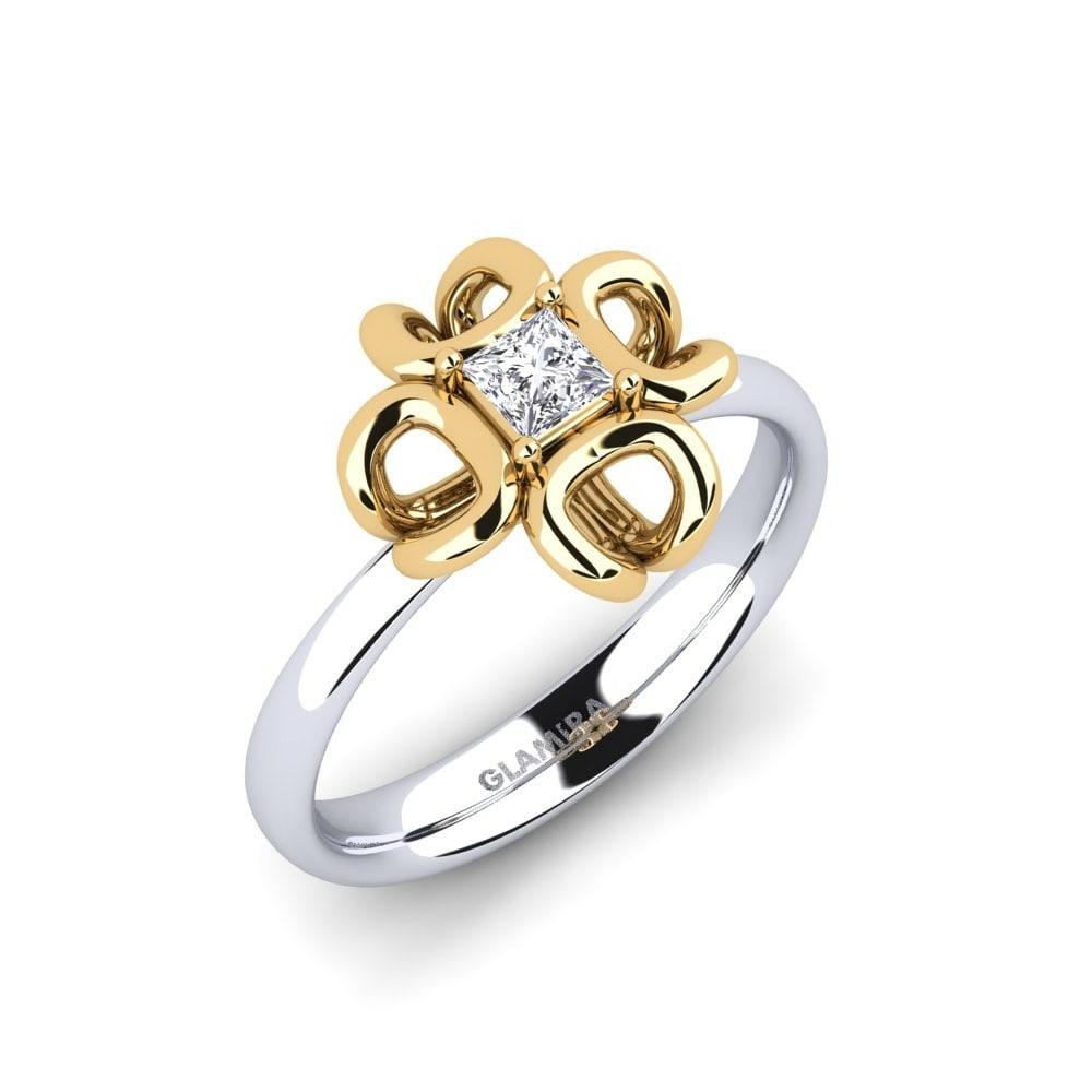 Princess 0.2 Carat Design Solitaire Moissanite 9k White & Yellow Gold Engagement Ring Ruraux