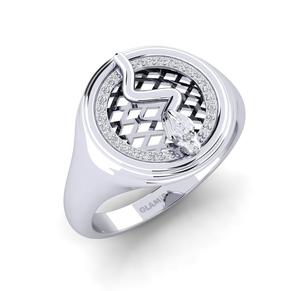 White Silver Diamond Men's Ring Rusin