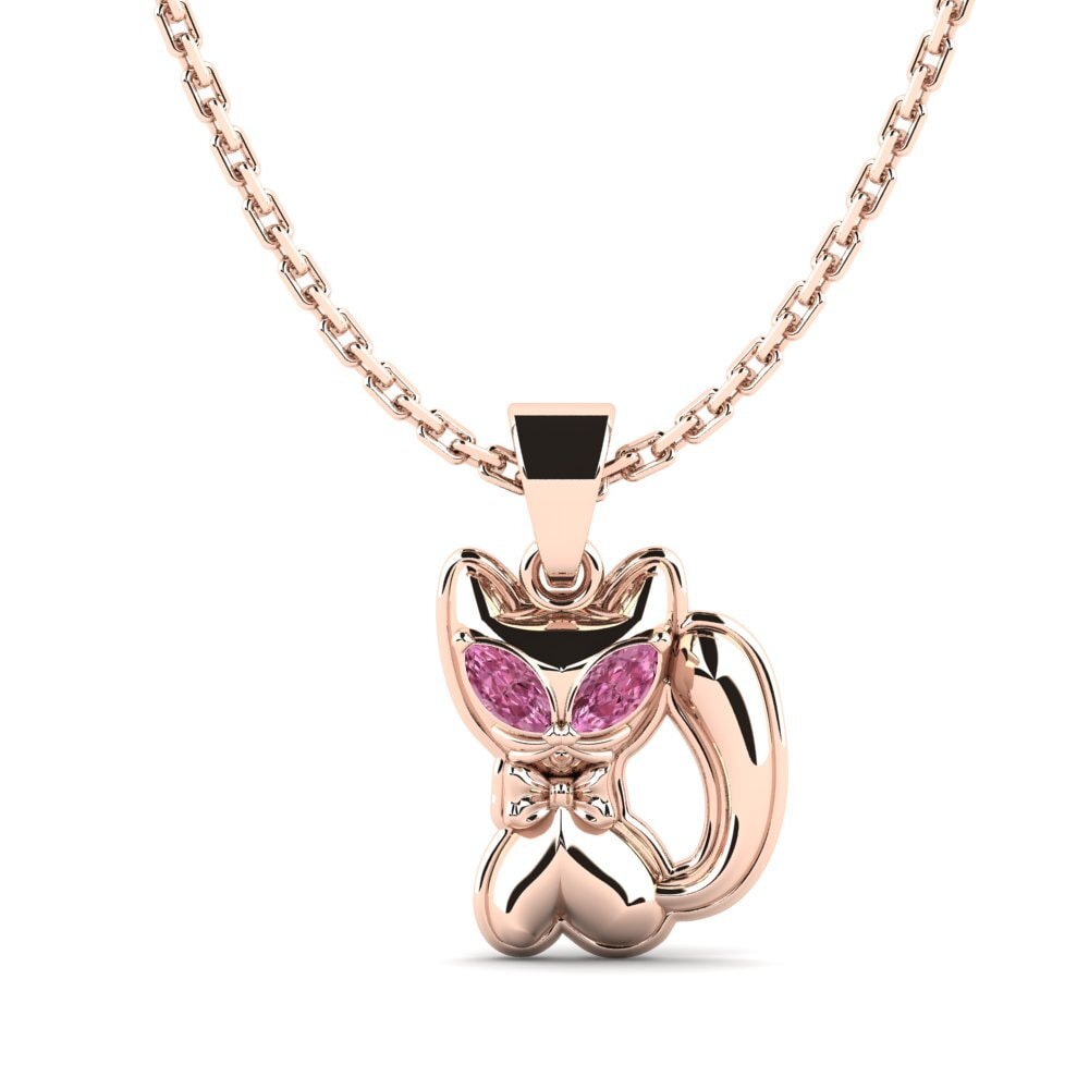 14k Oro Rosa Rodolita de Granito Colgante para Niño Rute