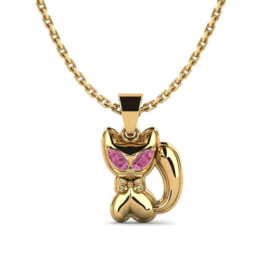 14k Oro Amarillo Rodolita de Granito Colgante para Niño Rute