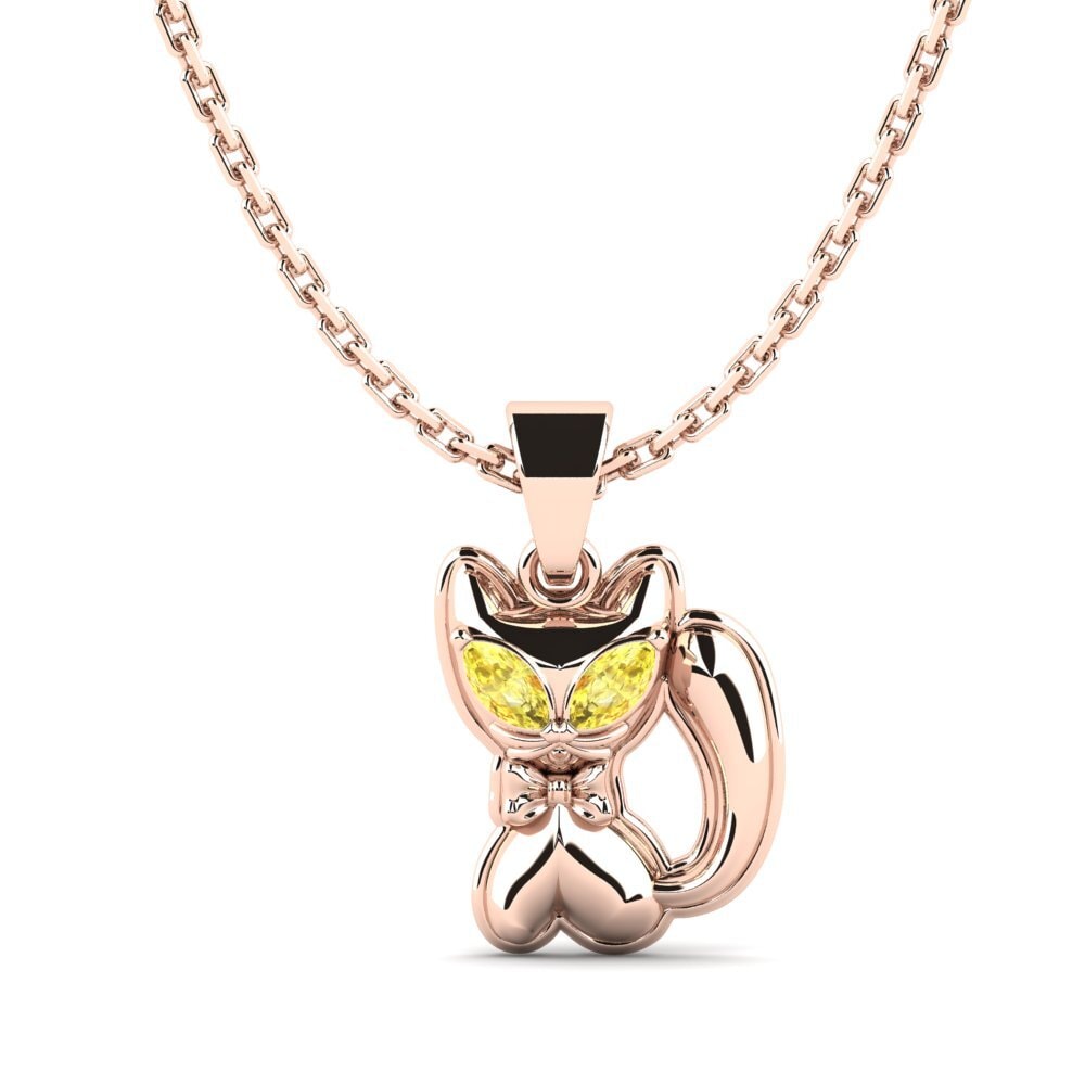 14k Oro Rosa Zafiro amarillo Colgante para Niño Rute