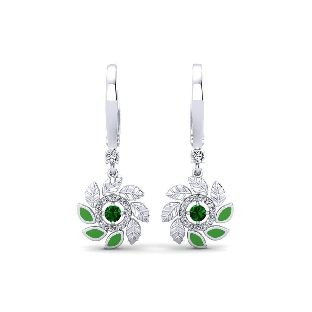 Pendientes Circonita Verde Gotas y cuelgan