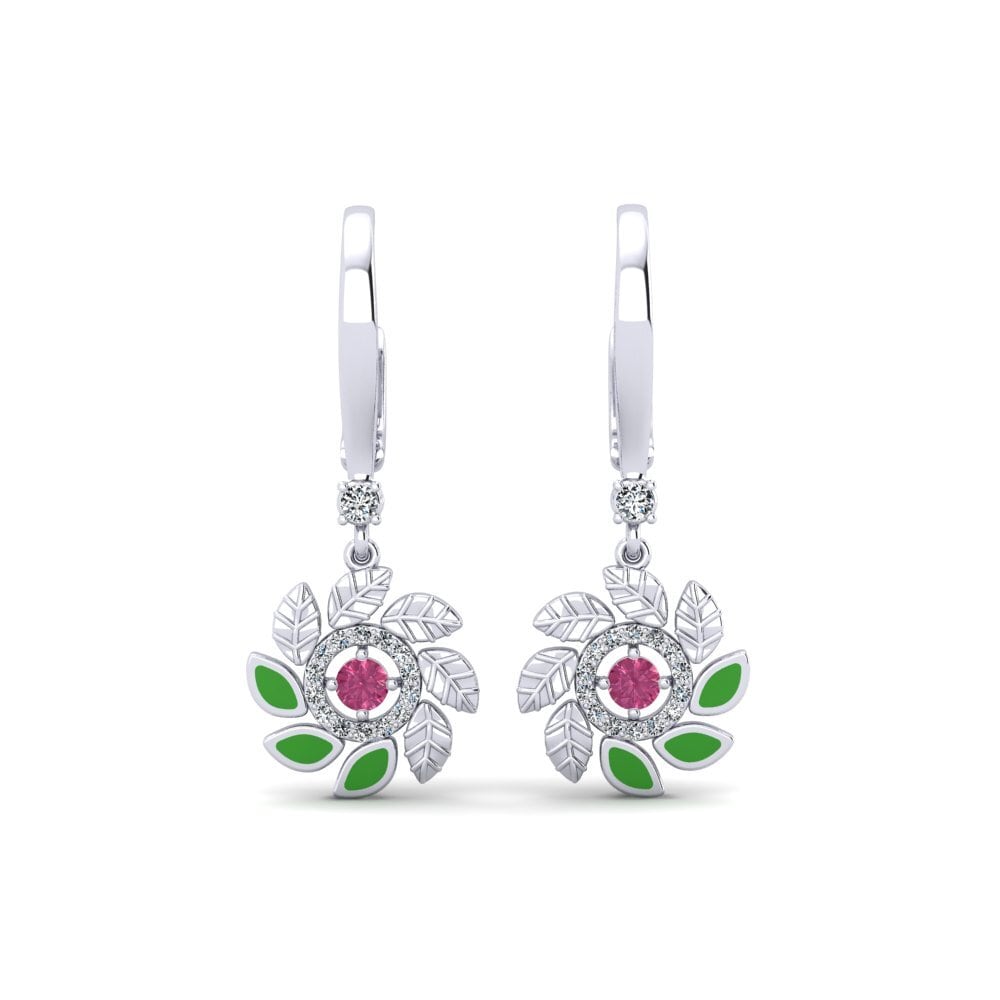 Pendientes Turmalina rosa Gotas y cuelgan