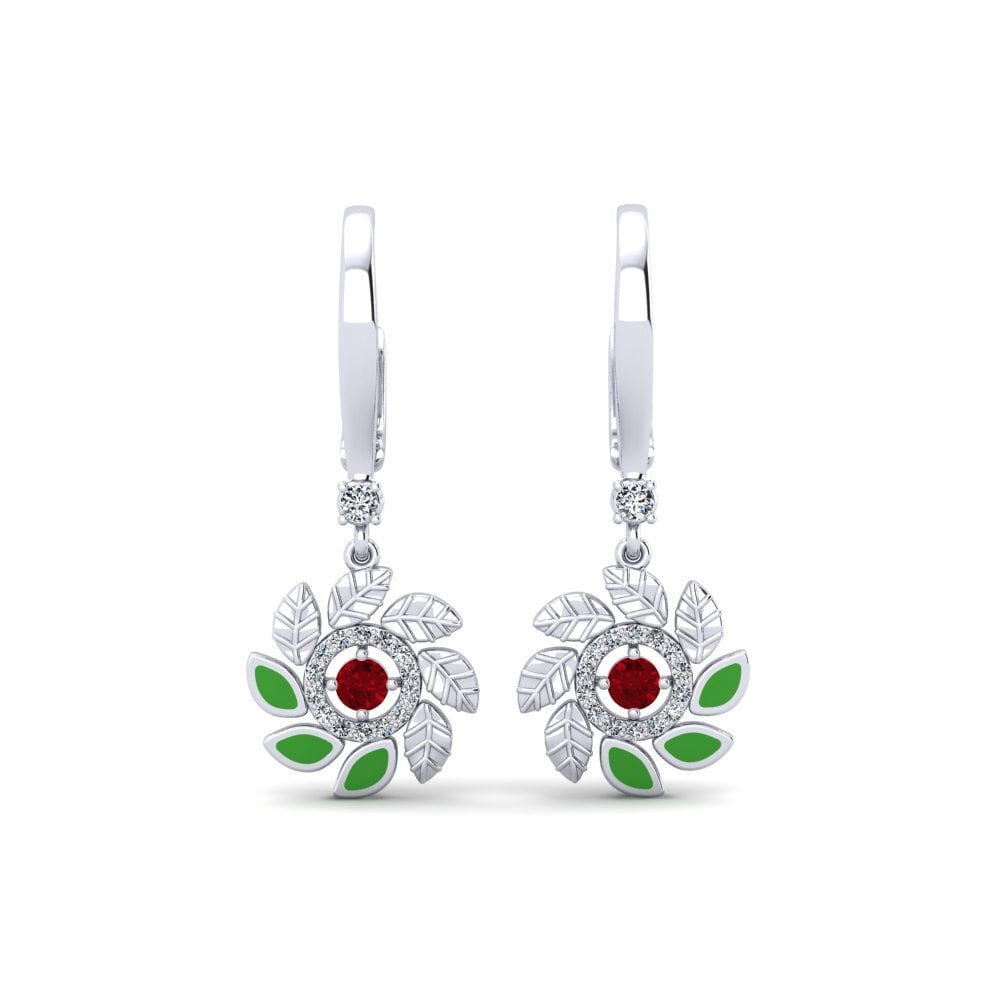 Pendientes Circonita Roja Gotas y cuelgan