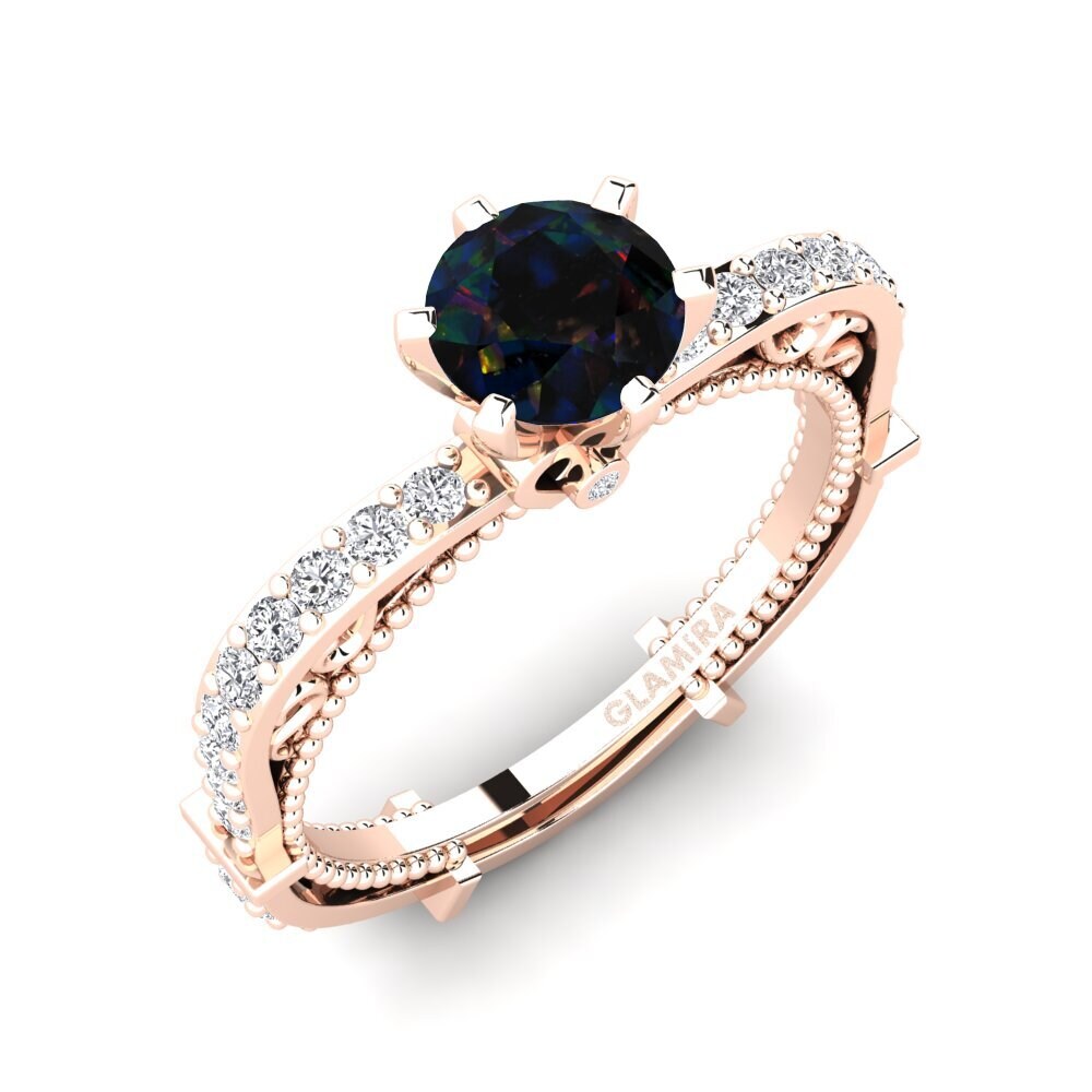 Black Opal Engagement Ring Ruthina