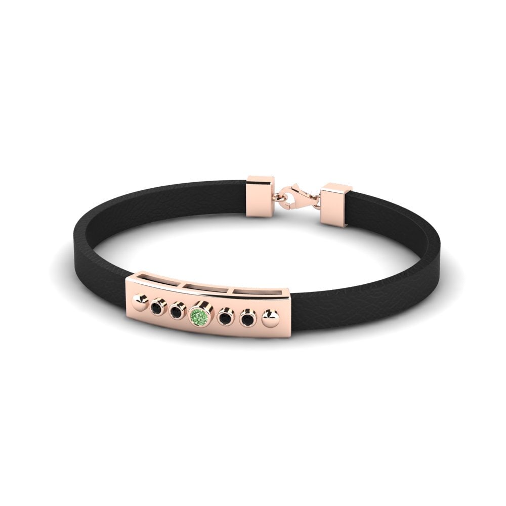 18ct Rose Gold Green Diamond Men's Bracelet Ryker