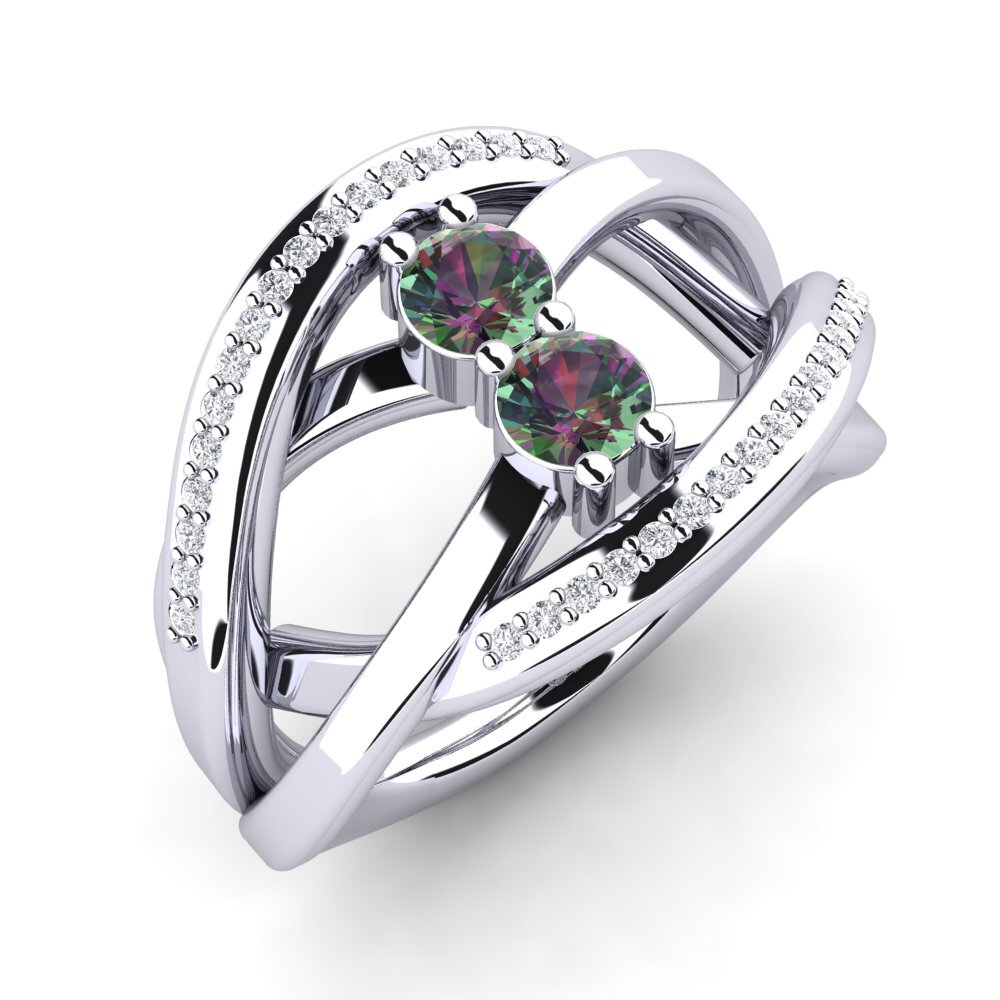 18ct White Gold Mystic Topaz Ring Rylind