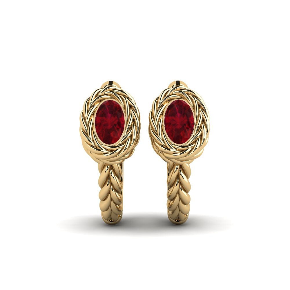 Ovale Rubis Boucle d'oreille femme Saanvia