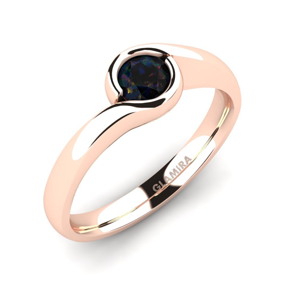 18k Oro Rosa Opalo Negro Anillo de compromiso Sabella