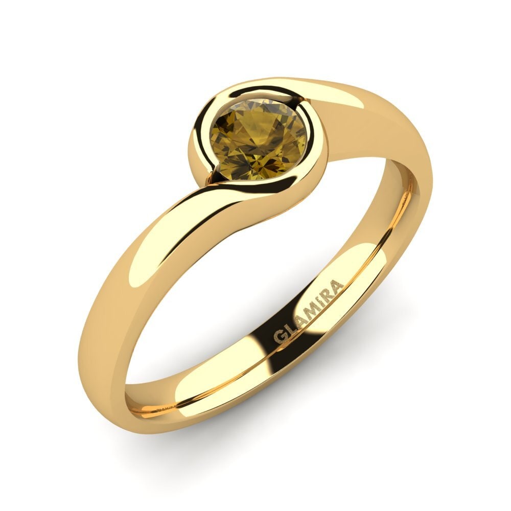 14K Yellow Gold Brown Zircon Engagement Ring Sabella