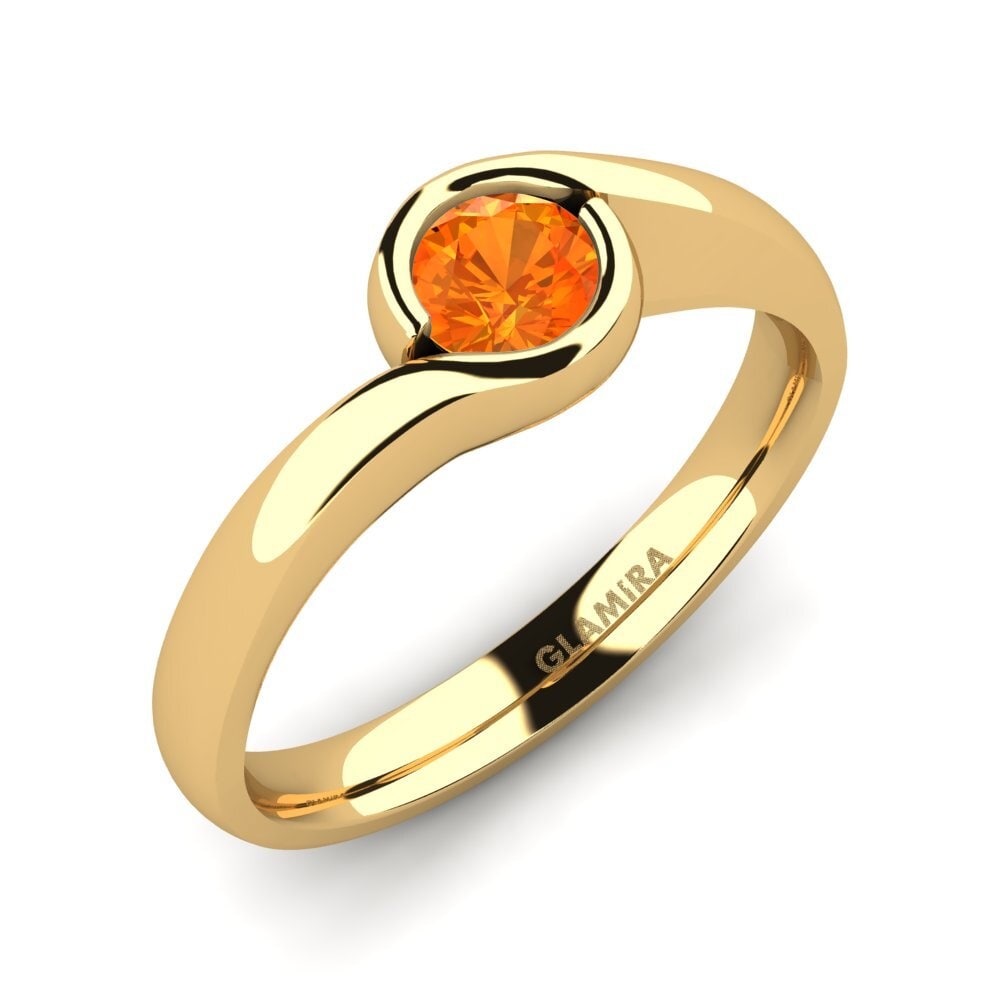 14ct Yellow Gold Orange Sapphire Engagement Ring Sabella
