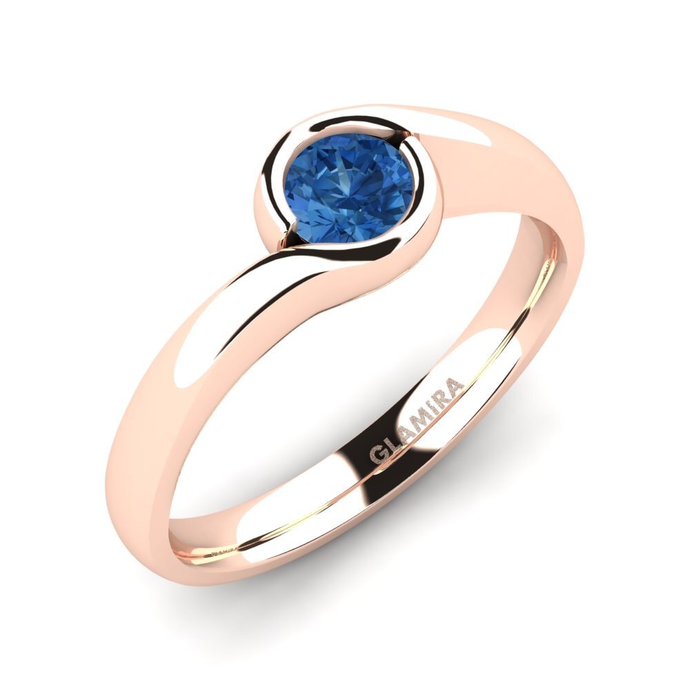 14ct Rose Gold Dark Blue Zirconia Engagement Ring Sabella