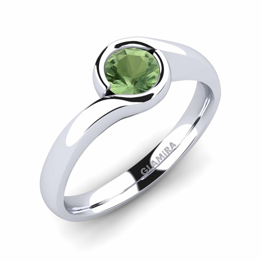 0.5 重量（克拉） Classic Solitaire 綠色藍寶石 訂婚戒指 Sabella 05crt