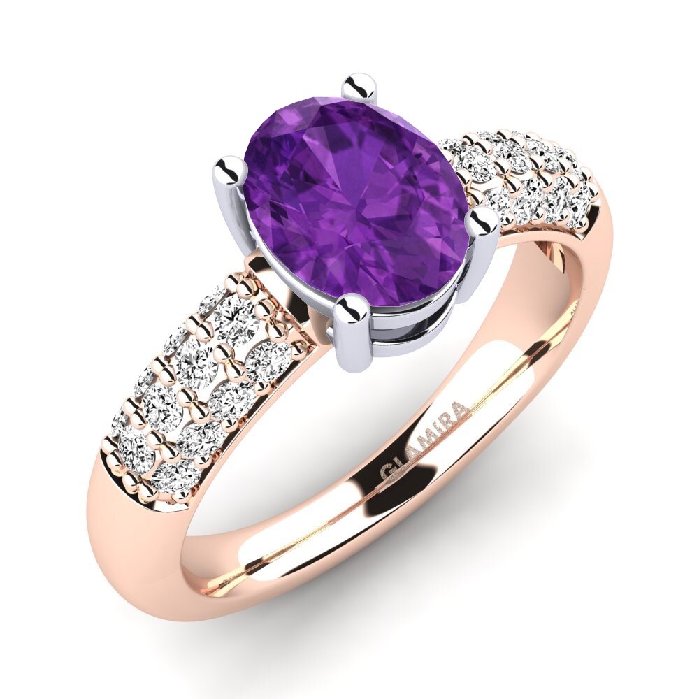14ct Rose / White Gold Amethyst Engagement Ring Sabina