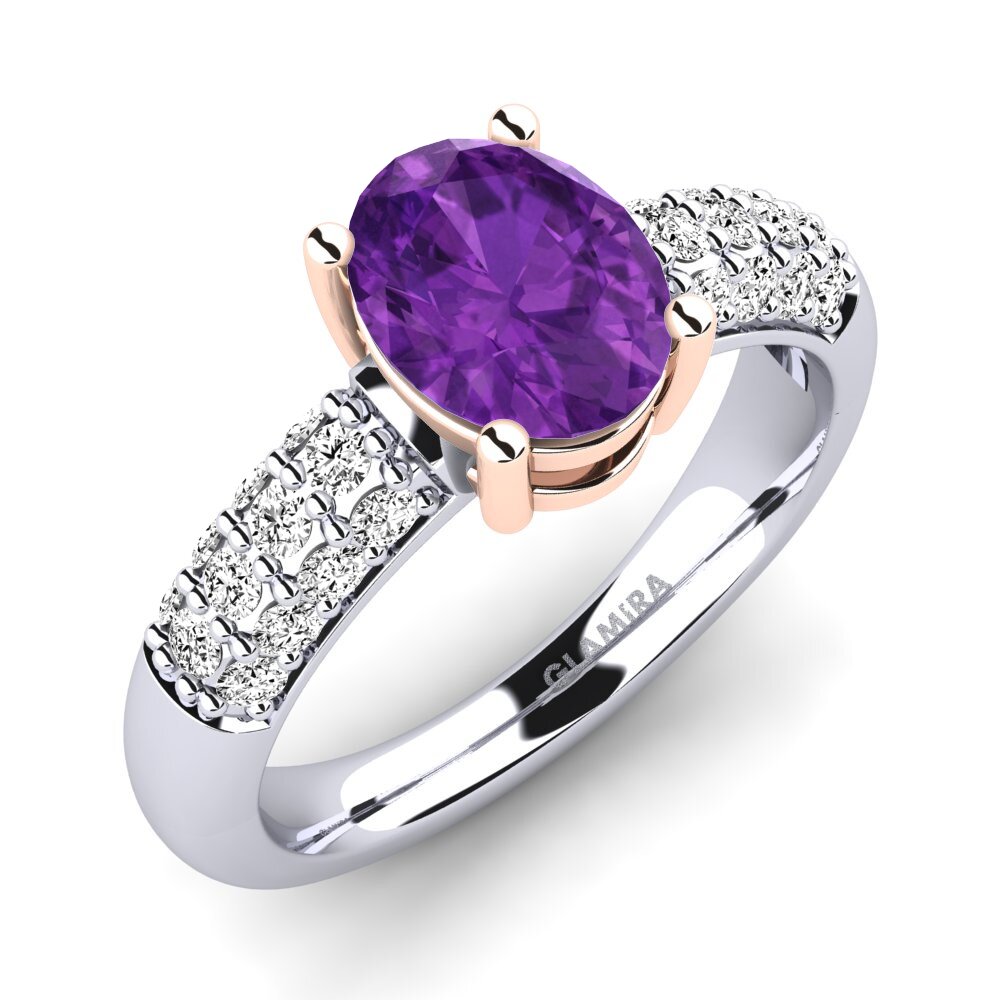 14ct White / Rose Gold Amethyst Engagement Ring Sabina
