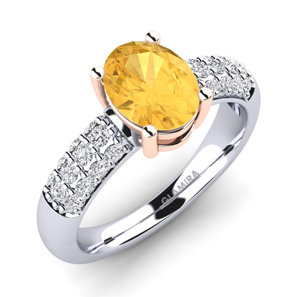 18ct White & Rose Gold Citrine Engagement Ring Sabina
