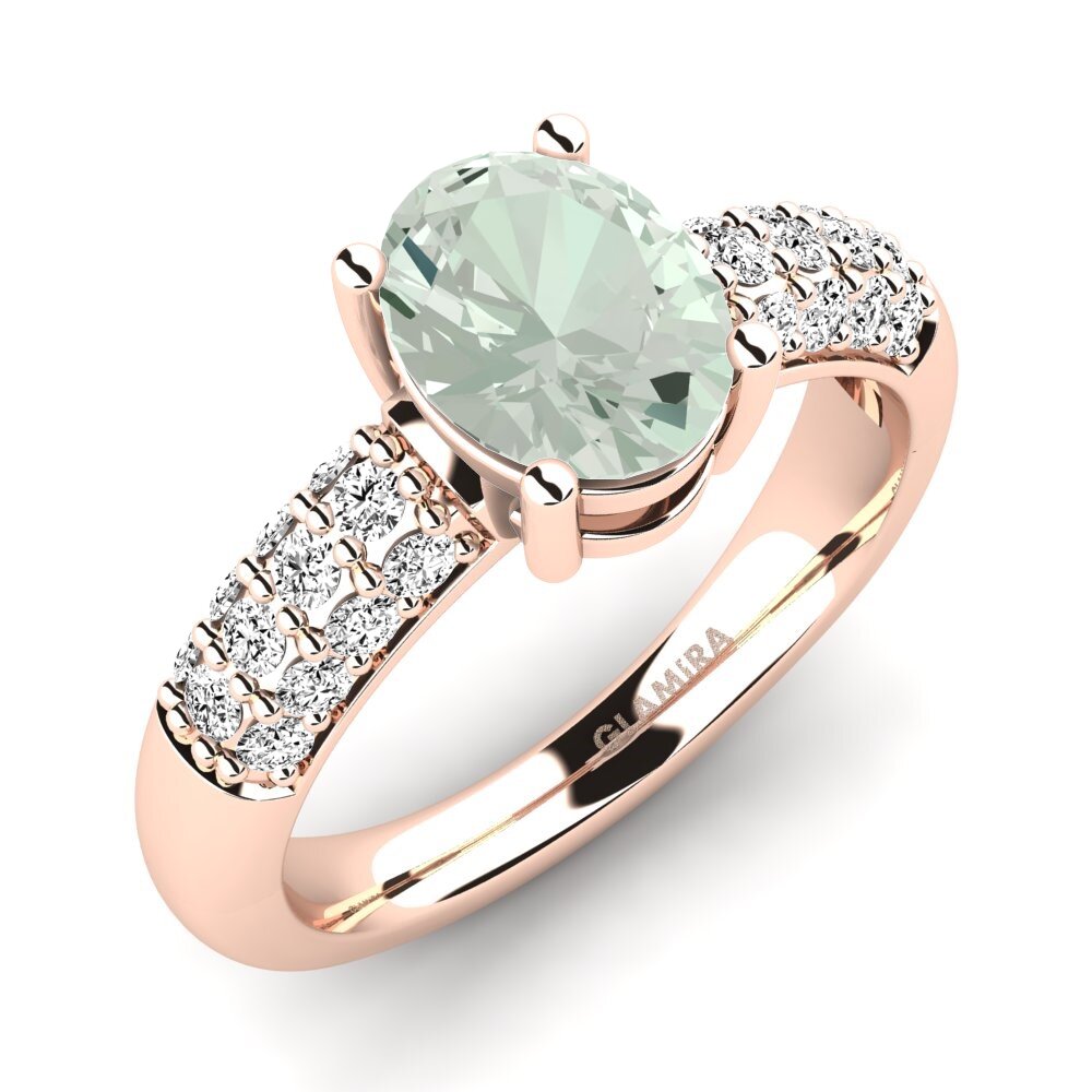 14ct Rose Gold Green Amethyst Engagement Ring Sabina