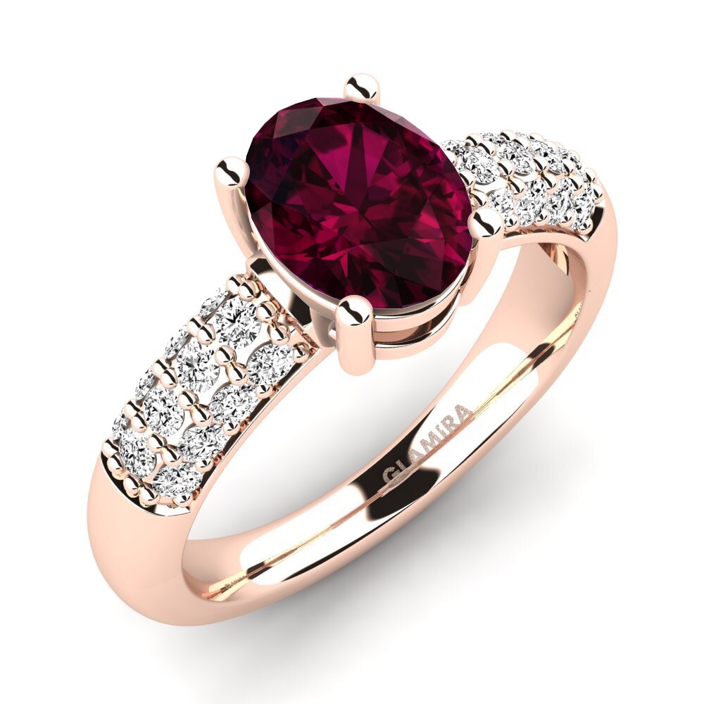 14ct Rose Gold Rhodolite Garnet Engagement Ring Sabina