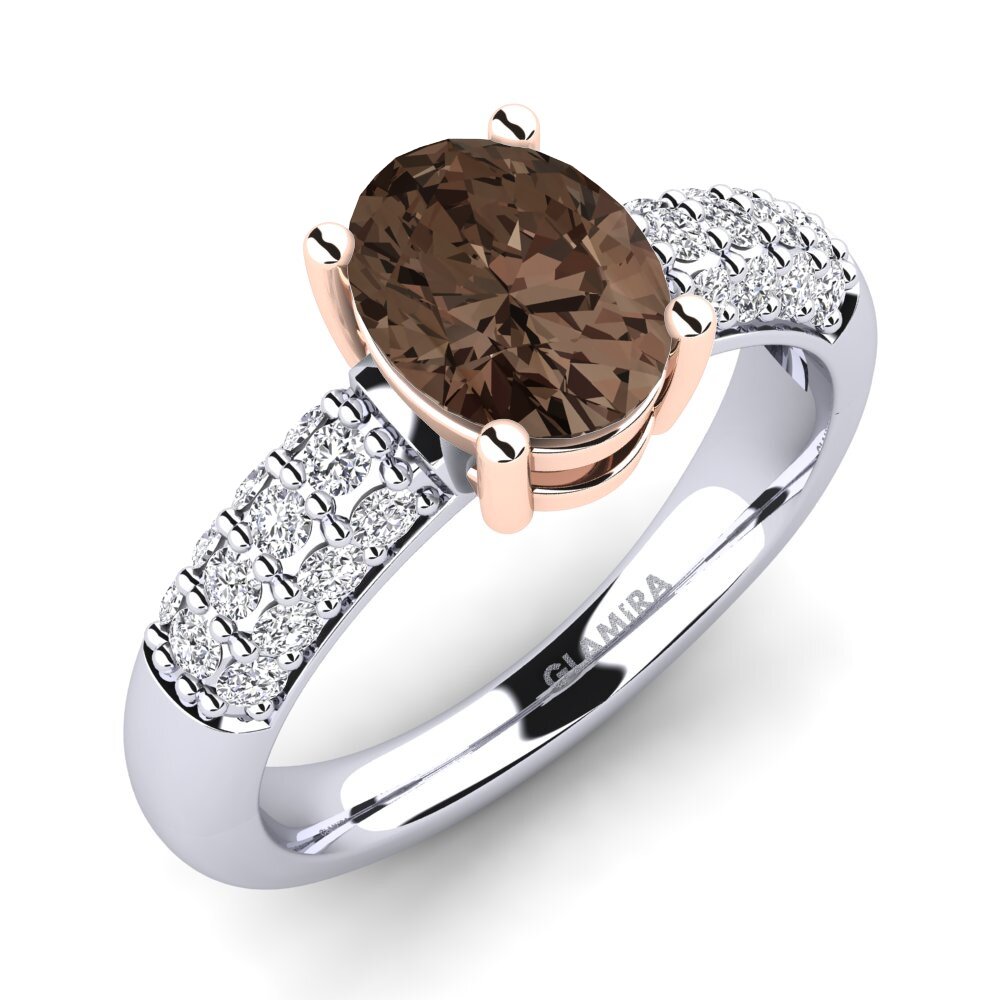 9ct White & Rose Gold Smoky Quartz Engagement Ring Sabina