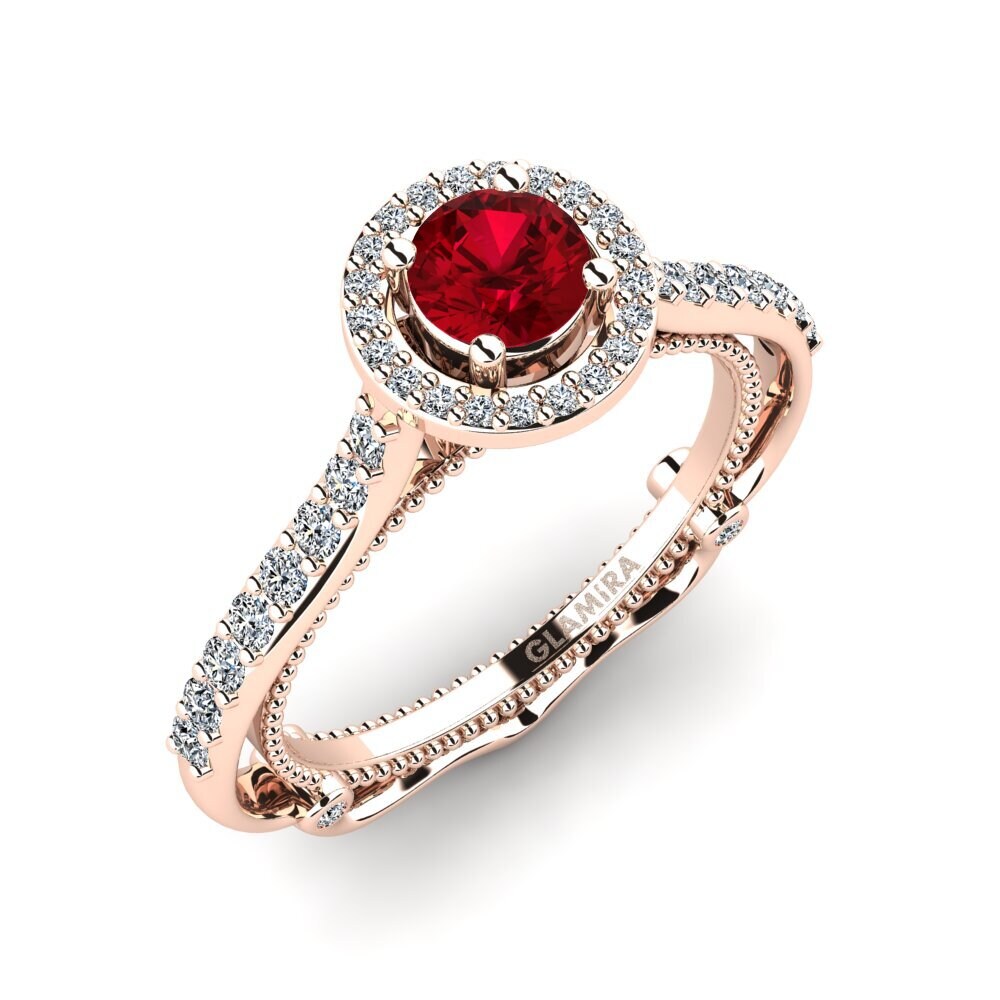 Bague Plaqué Or Avec Baguette Rouge - Taille 51, Occasion Fabriquée En France