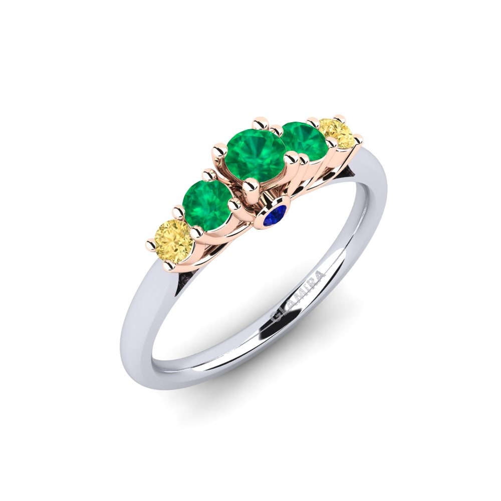 14K Wit & Rood Goud Smaragd Verlovingsring Sadie 0.16 crt