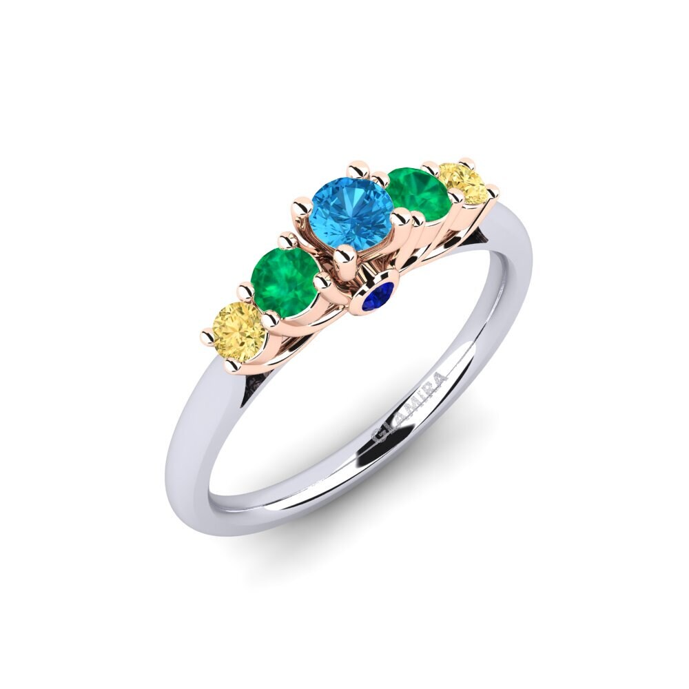 14ct White / Rose Gold Blue Topaz Engagement Ring Sadie 0.16 crt