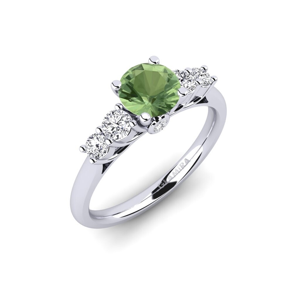 Weißgold 375 Grüner Saphir Verlobungsringe Sadie 0.8 crt