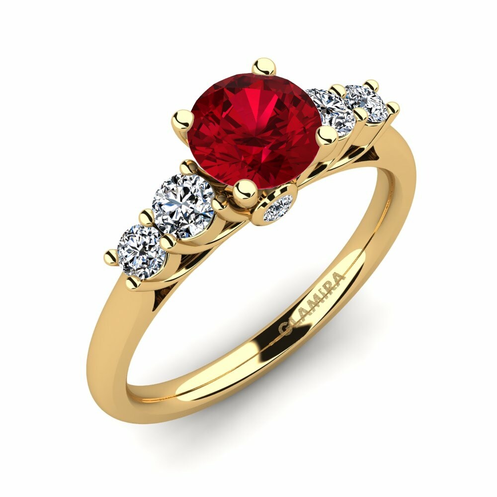 0.8 重量（克拉） 三石或五石 施華洛世奇紅水晶 訂婚戒指 Sadie 0.8 crt